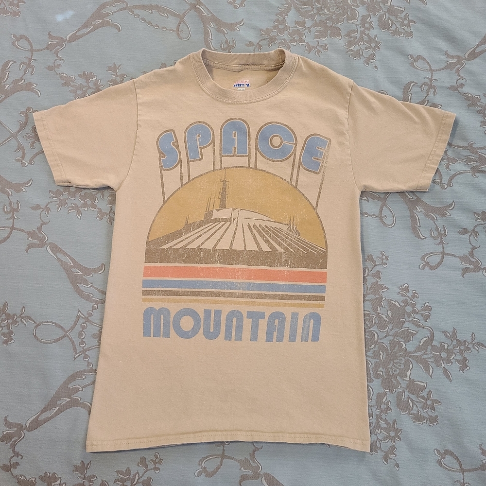 Disney Parks Hanes Tan Space Mountain Short Sleeve Graphic Tee Shirt Men Small